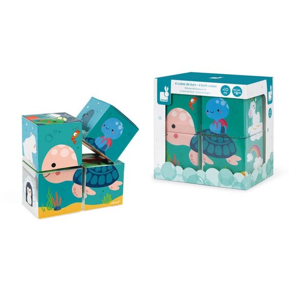 Janod 4 Bath Cubes Puzzle (4 cubes) Brand New - Picture 1 of 14